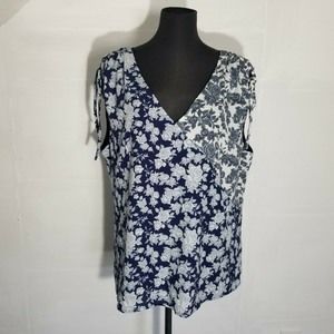 Skies Are Blue Blouse XXL Floral Cinch Shoulder
